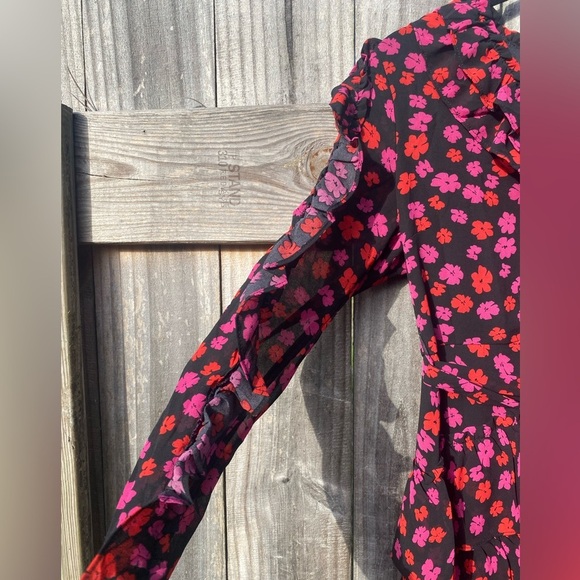 Dee Elly Floral Ruffle Dress - Black, red, and Pink - Picture 3 of 9